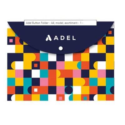 Adel A4 Desenli Çıtçıtlı Zarf Dosya-Lacivert