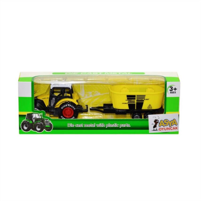 Asya Oyuncak 18 Cm Römorklu Metal Traktör 955-167-Sarı - 1