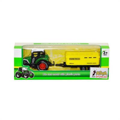 Asya Oyuncak 18 Cm Römorklu Metal Traktör 955-167-Yeşil