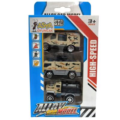 Asya Oyuncak 3'lü Metal Askeri Araçlar 600-4-Kahverengi