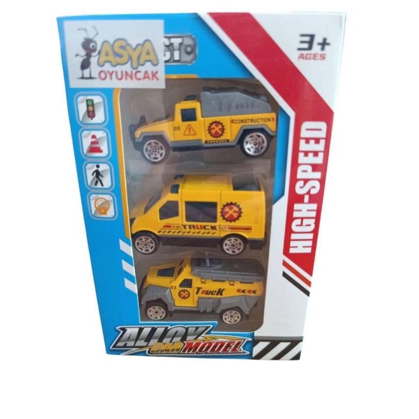 Asya Oyuncak 3Lü Metal Die-Cast İnşaat Araçları 600-2 - 1