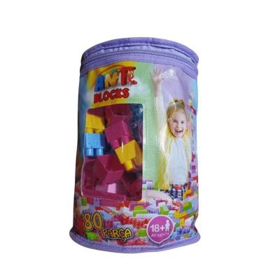 Asya Oyuncak Çantalı Blocks Pastel 80 Parça Ant 082-Mor Çantalı