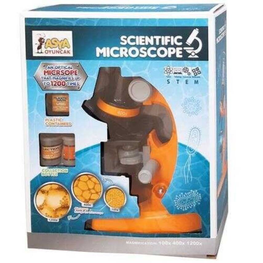 Asya Oyuncak Kt. Pilli Mikroskop 22036-1013/1012-Turuncu - 2