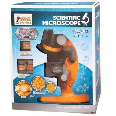 Asya Oyuncak Kt. Pilli Mikroskop 22036-1013/1012-Turuncu - 2