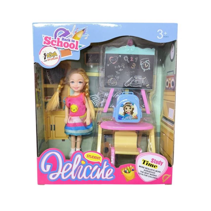 Asya Oyuncak Kutulu Ders Çalışan Küçük Bebek A8-21-Sarı Saçlı Bebek - 1