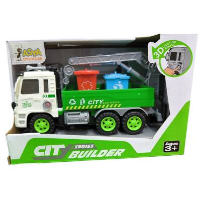 Asya Oyuncak Pilli Işıklı Müzikli Çöp Kamyonu 998-43L-Mavi