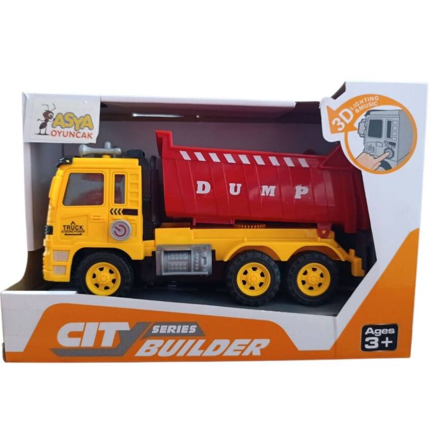 Asya Oyuncak Pilli Işıklı Sesli İş Makineleri-998-43D4-Sarı Kırmızı - 2