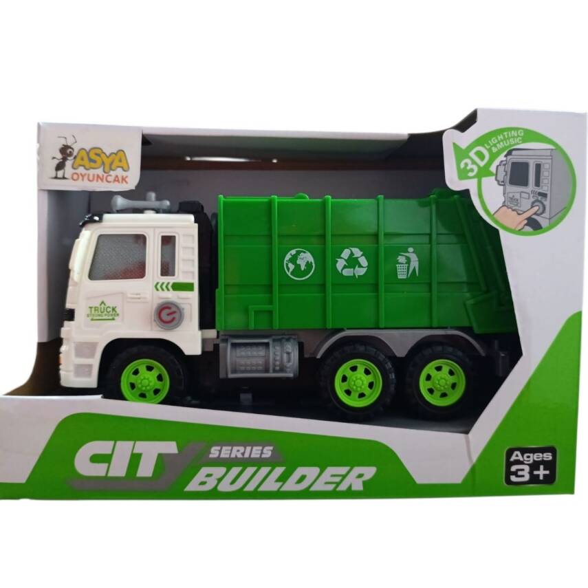 Asya Oyuncak Pilli Işıklı Sesli İş Makineleri-998-43E4-Yeşil Beyaz - 1