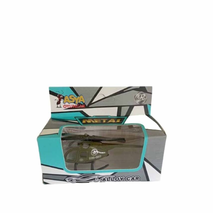 Asya Oyuncak Tekli Metal Helikopter 1688-7F-Yeşil - 1