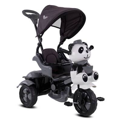 Babyhope 127 Little Panda Ebeveyn Kontrollü Tenteli Müzikli Tricycle Üç Teker Bisiklet-Gri