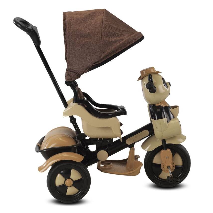 Babyhope 127 Little Panda Ebeveyn Kontrollü Tenteli Müzikli Tricycle Üç Teker Bisiklet-Kahve - 3