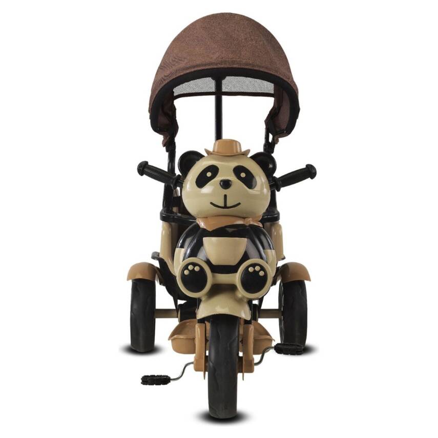 Babyhope 127 Little Panda Ebeveyn Kontrollü Tenteli Müzikli Tricycle Üç Teker Bisiklet-Kahve - 1