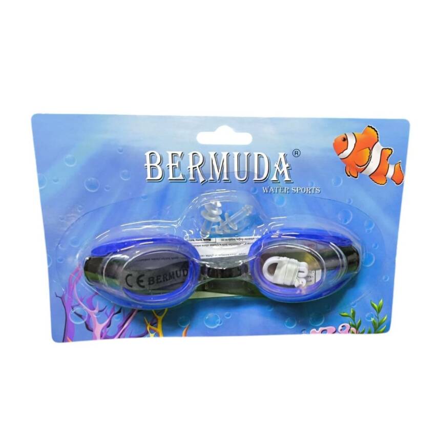 Bermuda Yetişkin Vakumlu Yüzücü Gözlüğü Ve Kulak Tıkacı 208A-Lacivert - 1