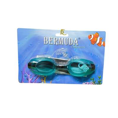 Bermuda Yetişkin Vakumlu Yüzücü Gözlüğü Ve Kulak Tıkacı 208A-Mavi