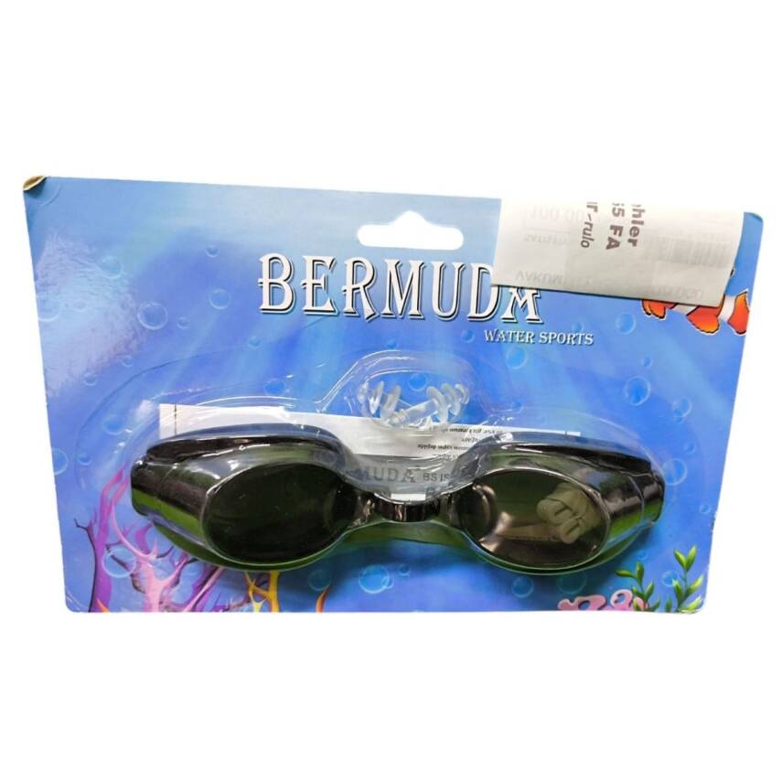 Bermuda Yetişkin Vakumlu Yüzücü Gözlüğü Ve Kulak Tıkacı 208A-Siyah - 1