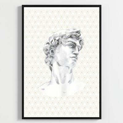 Besay Desenli Heykel Duvar Posteri-Klasik Sanat-Estetik Dekoratif A2 Çerçevesiz