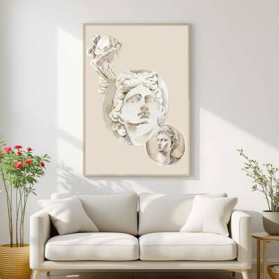 Besay Üçlü Heykel Sanatsal Duvar Posteri-Estetik Dekoratif A2 Çerçevesiz - 2