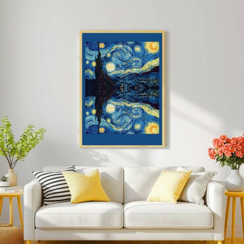 Besay Yıldızlı Gece Duvar Posteri-Klasik Sanat Estetik Dekoratif A2 Çerçevesiz - 2