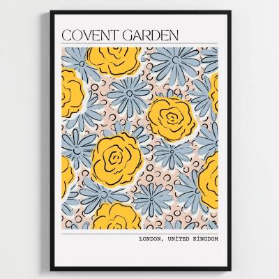 Besay Çiçek Desenli Covent Garden Duvar Posteri-Estetik Dekoratif A3 Çerçevesiz