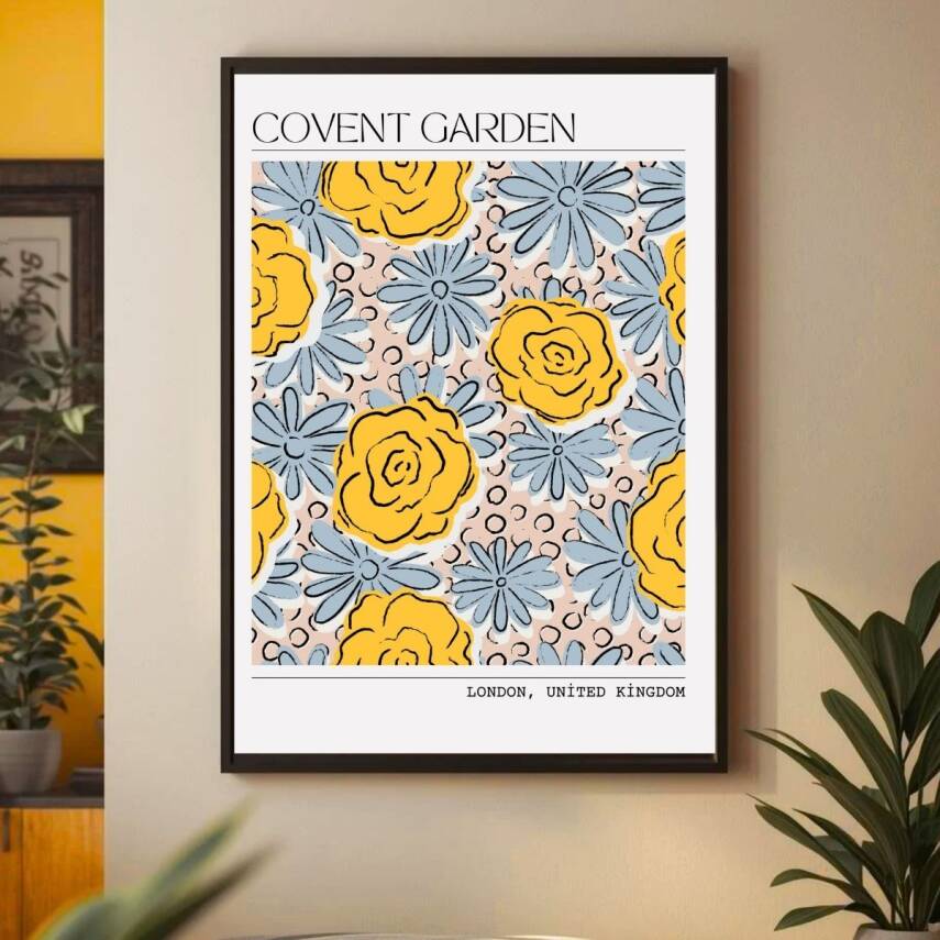 Besay Çiçek Desenli Covent Garden Duvar Posteri-Estetik Dekoratif A3 Çerçevesiz - 2