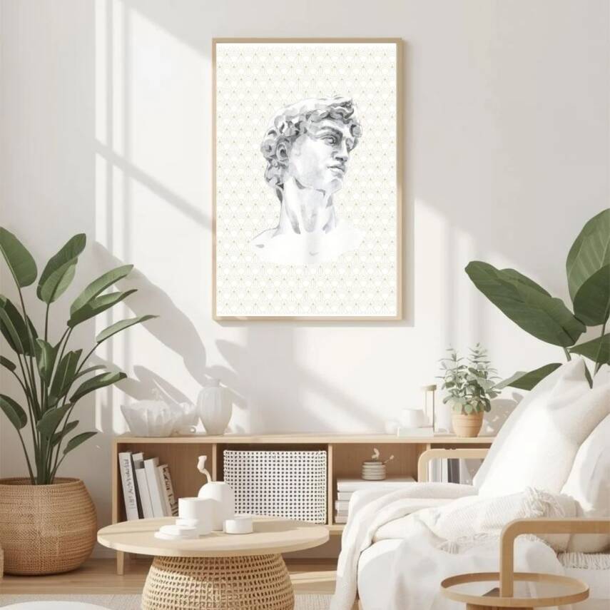 Besay Desenli Heykel Duvar Posteri-Klasik Sanat-Estetik Dekoratif A3 Çerçevesiz - 2