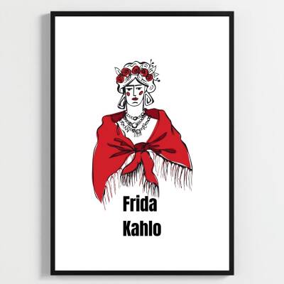 Besay Frida Kahlo Tarzı Kadın Figürlü Duvar Poster-Modern Sanat Estetik Dekoratif A3 Çerçevesiz