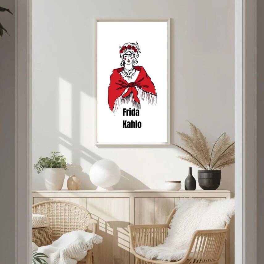 Besay Frida Kahlo Tarzı Kadın Figürlü Duvar Poster-Modern Sanat Estetik Dekoratif A3 Çerçevesiz - 2