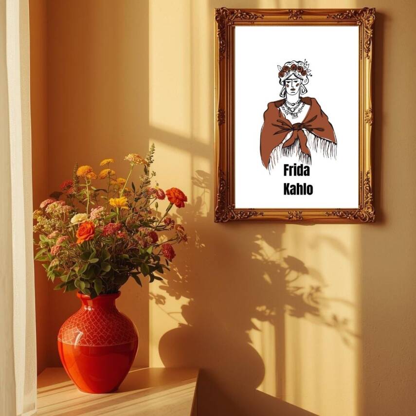 Besay Frida Kahlo Tarzı Kadın Figürlü Duvar Poster-Modern Sanat Estetik Dekoratif A3 Çerçevesiz - 3