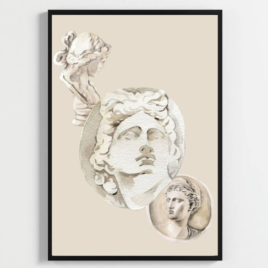 Besay Üçlü Heykel Sanatsal Duvar Posteri-Estetik Dekoratif A3 Çerçevesiz - 1