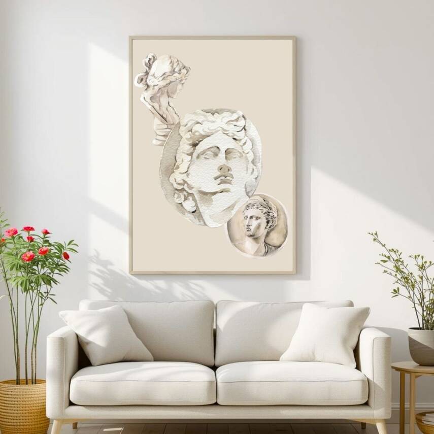 Besay Üçlü Heykel Sanatsal Duvar Posteri-Estetik Dekoratif A3 Çerçevesiz - 2