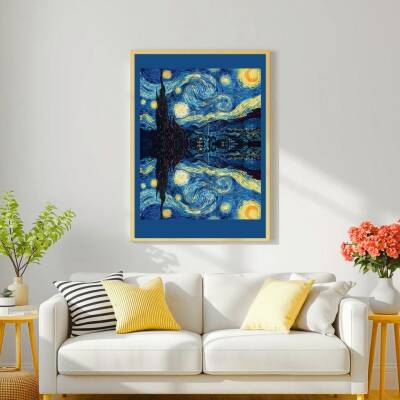 Besay Yıldızlı Gece Duvar Posteri-Klasik Sanat Estetik Dekoratif A3 Çerçevesiz - 2