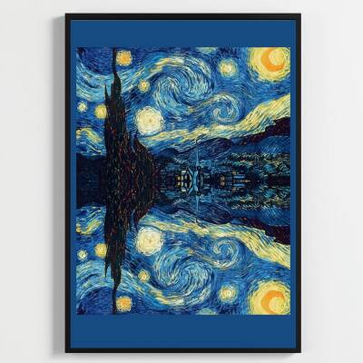 Besay Yıldızlı Gece Duvar Posteri-Klasik Sanat Estetik Dekoratif A3 Çerçevesiz