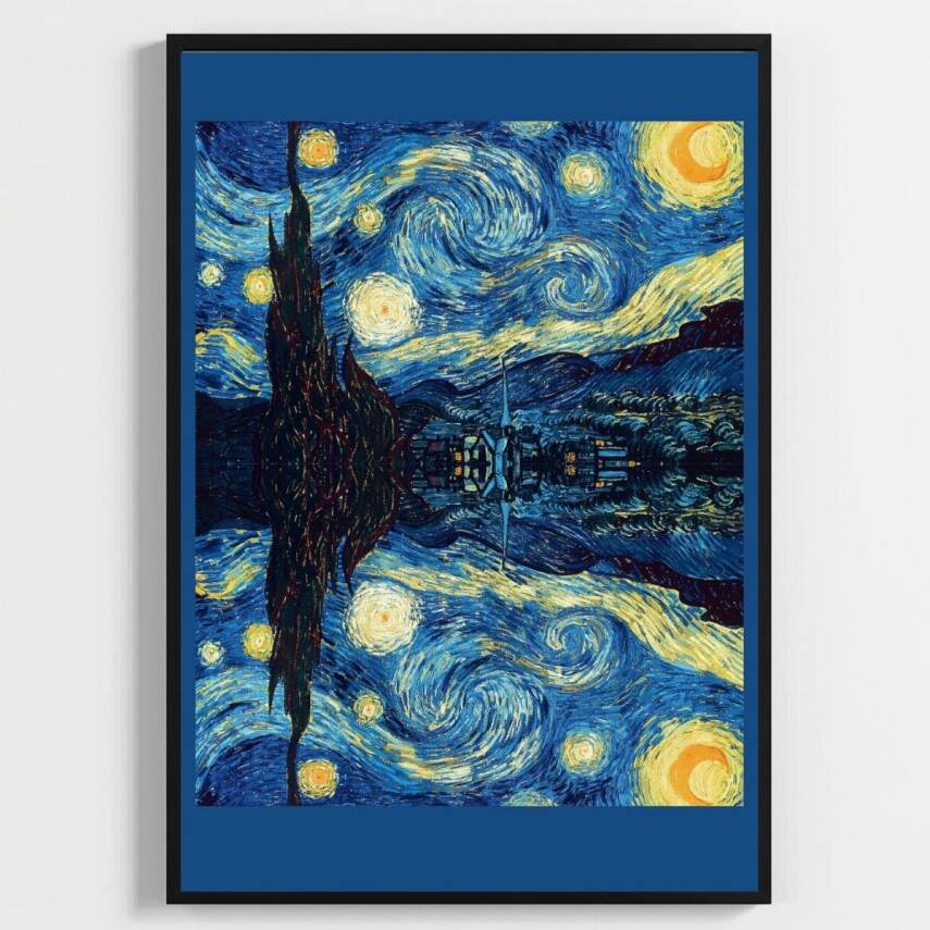 Besay Yıldızlı Gece Duvar Posteri-Klasik Sanat Estetik Dekoratif A3 Çerçevesiz - 1