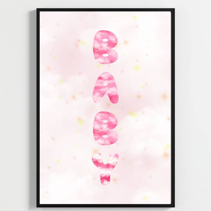 "Besay Ayıcık Masalı | ""Baby"" Temalı Çocuk Odası Dekorasyonu | Yeni Doğan Kız Bebek Hediyesi Sulu Boya Poster | 3'Lü Set A3 Ç - 1