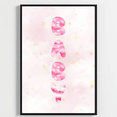 "Besay Ayıcık Masalı | ""Baby"" Temalı Çocuk Odası Dekorasyonu | Yeni Doğan Kız Bebek Hediyesi Sulu Boya Poster | 3'Lü Set A4 Ç
