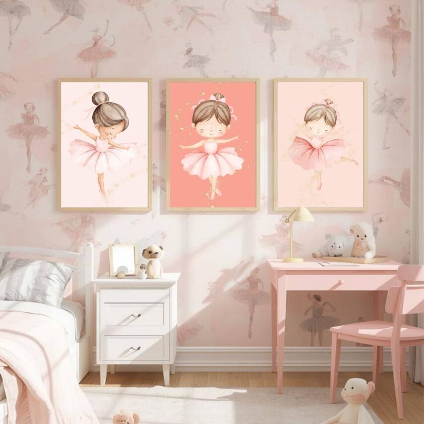 Besay Dans Eden Balerin Çocuk Odası Posteri–Dekoratif 3lü Set A3 Çerçevesiz - 4