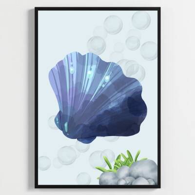 Besay Deep Blue:Suluboya Okyanus Esintisi Çocuk Odası Posteri–Dekoratif 3lü Set A3 Çerçevesiz - 3