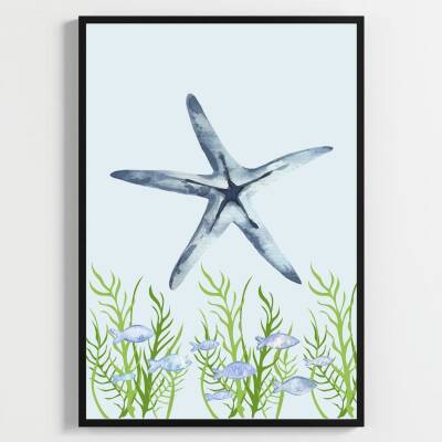 Besay Deep Blue:Suluboya Okyanus Esintisi Çocuk Odası Posteri–Dekoratif 3lü Set A4 Çerçevesiz - 1