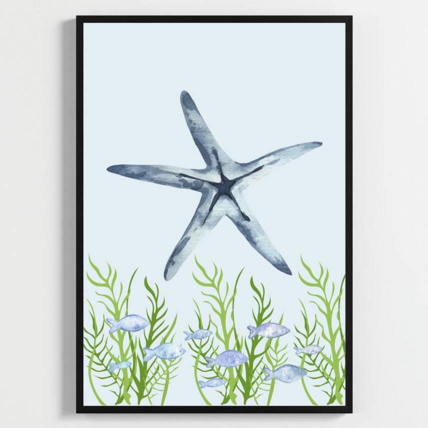 Besay Deep Blue:Suluboya Okyanus Esintisi Çocuk Odası Posteri–Dekoratif 3lü Set A4 Çerçevesiz - 1