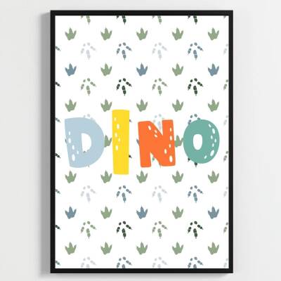 Besay Dino Patileri:Sevimli Kovboy ve Ay Dedeli Dinozor Çocuk Odası Posteri–Dekoratif 3lü Set A2 Çerçevesiz - 3