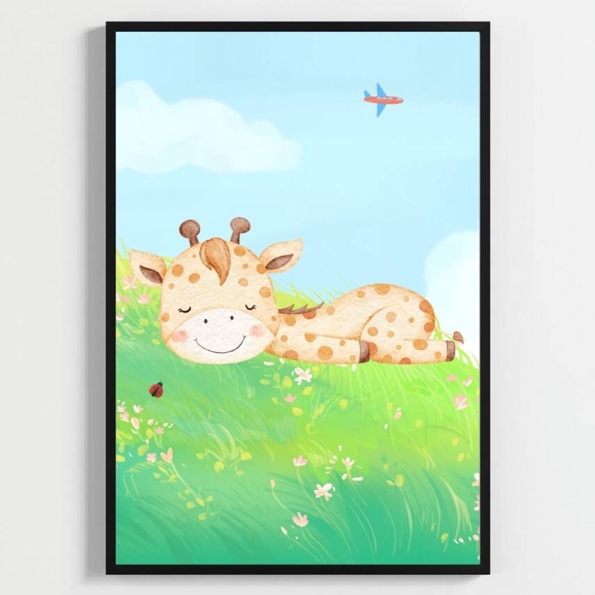 Besay Düşsel Bahçe:Sevimli Zürafa Serisi Çocuk Odası Posteri–Dekoratif 3lü Set A3 Çerçevesiz - 3