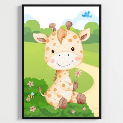 Besay Düşsel Bahçe:Sevimli Zürafa Serisi Çocuk Odası Posteri–Dekoratif 3lü Set A4 Çerçevesiz - 2