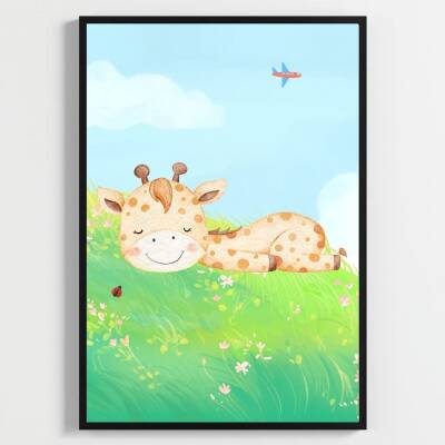 Besay Düşsel Bahçe:Sevimli Zürafa Serisi Çocuk Odası Posteri–Dekoratif 3lü Set A4 Çerçevesiz - 3