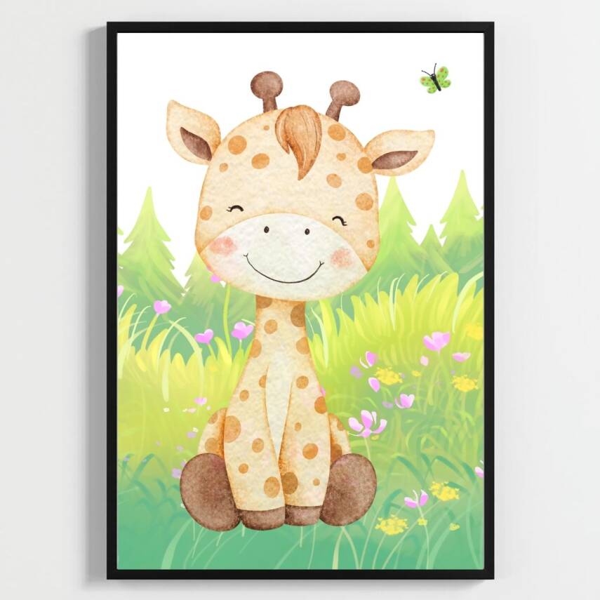 Besay Düşsel Bahçe:Sevimli Zürafa Serisi Posteri–Dekoratif 3lü Set A2 Çerçevesiz - 1
