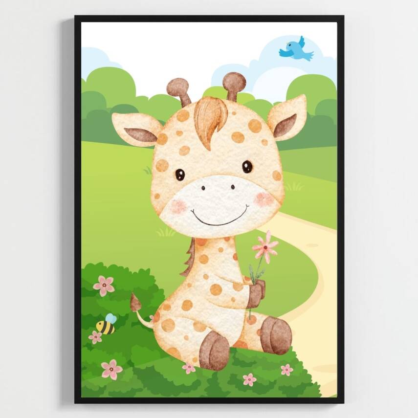 Besay Düşsel Bahçe:Sevimli Zürafa Serisi Posteri–Dekoratif 3lü Set A2 Çerçevesiz - 2