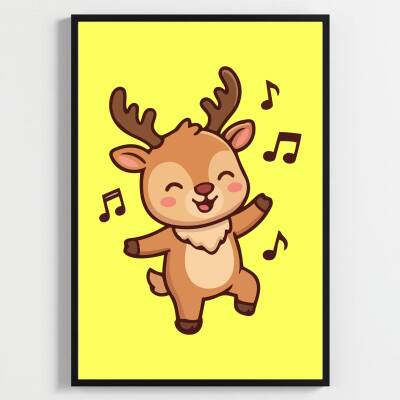 Besay Eğlenceli Geyik Çocuk Odası Posteri–Dekoratif 3lü Set A3 Çerçevesiz - 3