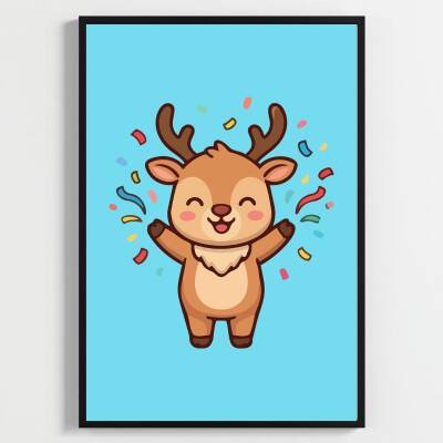 Besay Eğlenceli Geyik Çocuk Odası Posteri–Dekoratif 3lü Set A3 Çerçevesiz - 2