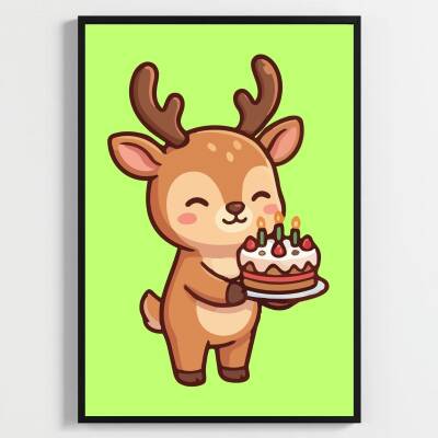 Besay Eğlenceli Geyik Çocuk Odası Posteri–Dekoratif 3lü Set A4 Çerçevesiz - 1