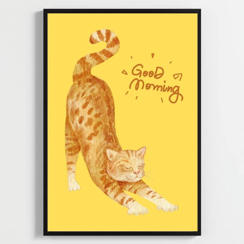 Besay Good Morning Kedi Çocuk Odası Posteri–Dekoratif 2li Set A4 Çerçevesiz - 2