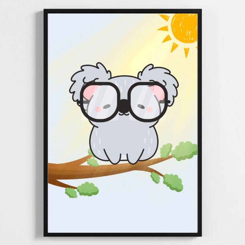 Besay Gözlüklü Dostlar:Panda, Koala ve Tilki Çocuk Odası Posteri–Dekoratif 3lü Set A4 Çerçevesiz - 2